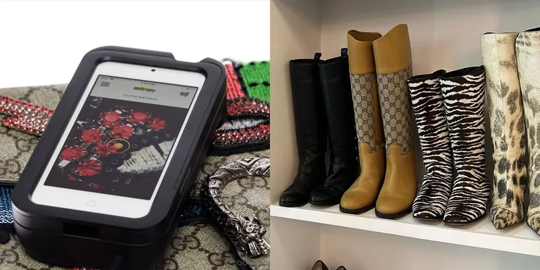  shoe shop shoe-shop shoe store cowboy boot cellular telephone cellular phone cellphone cell mobile phone hand-held computer hand-held microcomputer-0