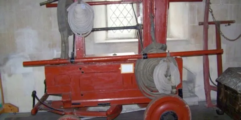  thresher thrasher threshing machine lumbermill sawmill guillotine fire engine fire truck-0