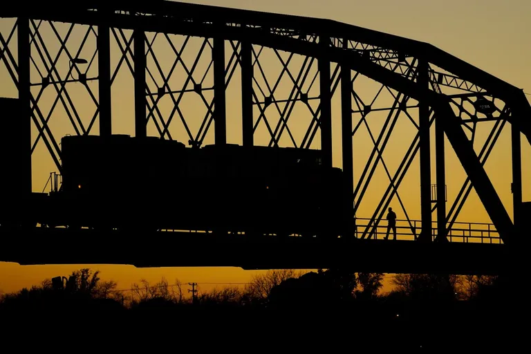  steel arch bridge pier crane trailer truck tractor trailer trucking rig rig articulated lorry semi-0