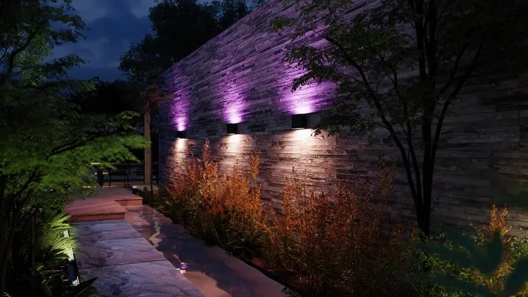  patio terrace spotlight spot stone wall fountain-0