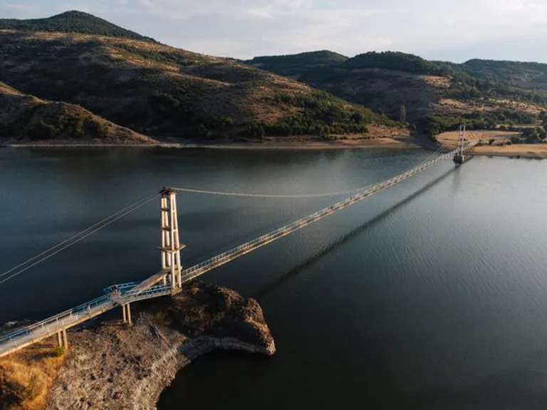  suspension bridge promontory headland head foreland pier dam dike dyke-0