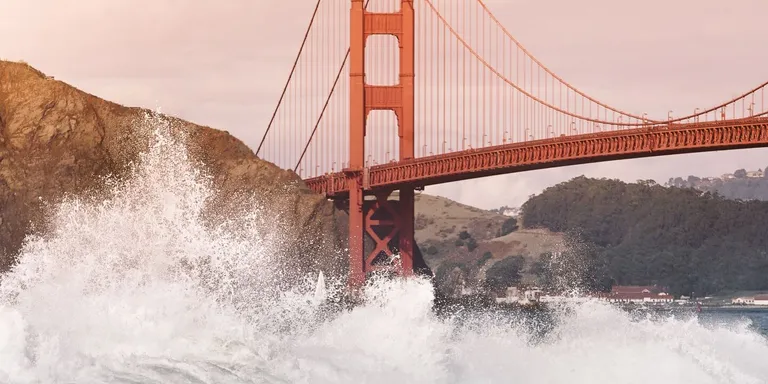  suspension bridge promontory headland head foreland pier fireboat-0