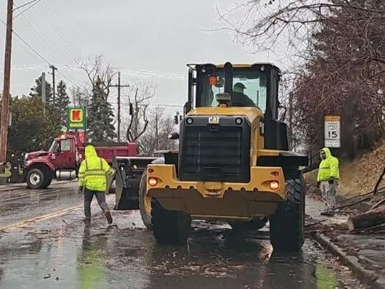  snowplow snowplough forklift trailer truck tractor trailer trucking rig rig articulated lorry semi tow truck tow car wrecker-0